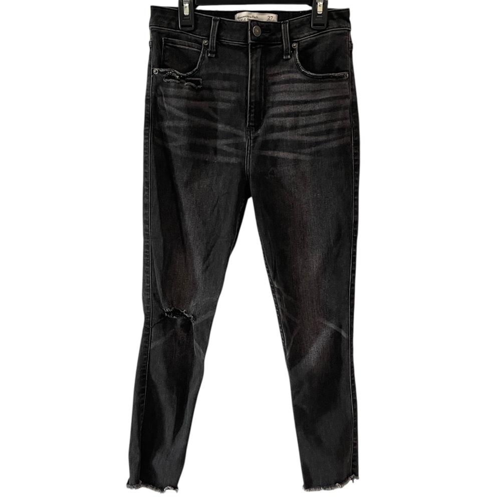 Abercrombie & fitch curve love high rise ankle jean size 27 black‎ denim